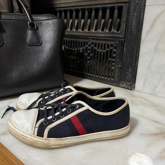 Gucci navy canvas sneakers size US 9.5 - Picture 1 of 9